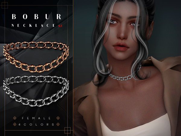 Sims 4 — Simple Chain Necklace by Bobur2 — Simple Chain Necklace for female 4 colors in two versions I hope you like it