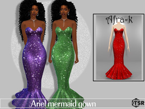 Sims 4 — Ariel mermaid gown by akaysims — Formal mermaid evening gown. Comes in 20 swatches - HQ Compatible