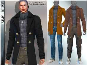 Sims 4 — MEN'S DOUBLE BREASTED COAT by Sims_House — MEN'S DOUBLE BREASTED COAT 8 options. Men's double-breasted coat for