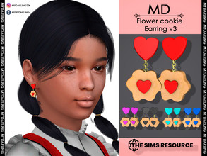 Sims 4 — flower cookie earring v3 Child by Mydarling20 — new mesh base game compatible all lods all maps 7 colors