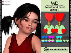 Sims 4 — sweet toad heart earring v1 Toddler by Mydarling20 — new mesh base game compatible all lods all maps 7 colors