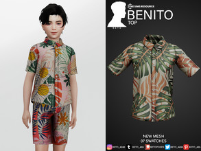 Sims 4 — Benito (Top -  Child Version) by Beto_ae0 — Summer shirt for boys, Enjoy it - 07 colors - New Mesh - All Lods -