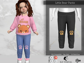 Sims 4 — Little Bear Pants by KaTPurpura — Pants with elastic embellished with bear footprints on the knees