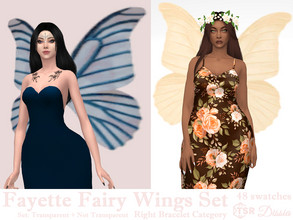 Sims 4 — Fayette Fairy Wings Set (Transparent and Not Transparent) by Dissia — Cute fairy wings in transparent and not