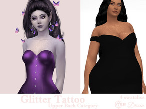 Sims 4 — Glitter Tattoo (Upper Back Category) by Dissia — Glitter shine for sim body and face Available in 4 swatches (2