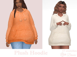 Sims 4 — Plush Hoodie by Dissia — Loose comfortable plush hoodie with cute pom poms Available in 47 swatches