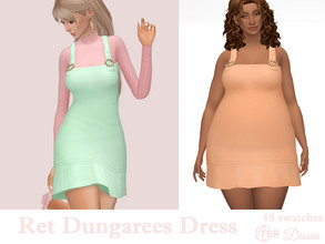 Sims 4 — Ret Dungarees Dress by Dissia — Retro sleeveless type dungarees short dress Available in 48 swatches
