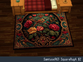 Sims 4 — Square Rug A 2 by Samtuse963 — An bird and flower pattern gorgeous rug. 6 color variations. Category: Decorative
