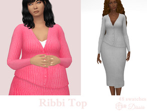 Sims 4 — Ribbi Top by Dissia — Long sleeves long ribbed top Available in 48 swatches