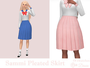 Sims 4 — Sammi Pleated Skirt by Dissia — High waist midi pleated skirt Available in 48 swatches