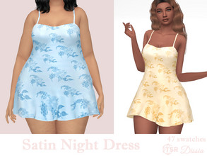 Sims 4 — Satin Night Dress by Dissia — Sleeveless short satin floral pajama dress Available in 47 swatches