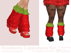 Sims 4 — Strawberry Legwarmers Accessory Set (Higher and Lower) by Dissia — Cute knitted strawberry legwarmers Available