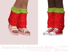 Sims 4 — Strawberry Legwarmers Accessory Kids by Dissia — Cute knitted strawberry legwarmers for children Available in 5