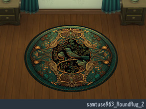 Sims 4 — Round Rug 2 by Samtuse963 — A classic flower and bird pattern round rug. 6 color variations. Category: