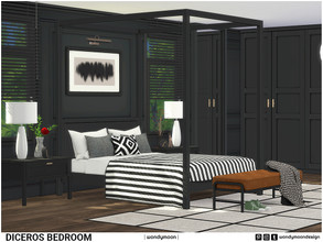 Sims 4 — Diceros Bedroom by wondymoon — Diceros bedroom with a canopy double bed, built-in wardrobe and bedroom