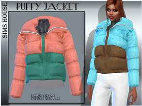 Sims 4 — Puffy JACKET F by Sims_House — Puffy JACKET F 10 options Padded short women's jacket for The Sims 4. Two tone