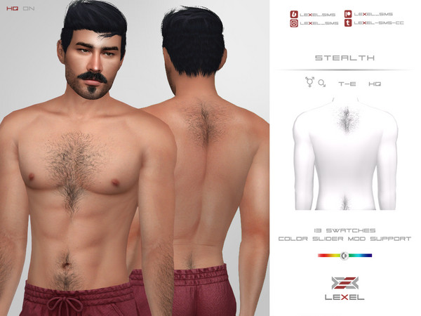 Sims 4 — Stealth (Back torso) by LEXEL_s — 13 swatches Male & t-male sims T-E HQ textures Body hair category