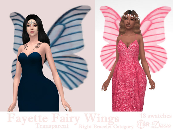 Sims 4 — Fayette Fairy Wings (Transparent) by Dissia — Cute transparent fairy wings in many colors Available in 48