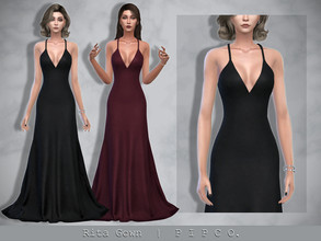 Sims 4 — Rita Gown. by Pipco — A simple gown in 22 colors. Base Game Compatible New Mesh All Lods HQ Compatible Shadow,