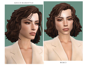 Sims 4 — Kelly Hairstyle by -Merci- — New Maxis Match Hairstyle for Sims4. -24 EA Colours. -For female, teen-elder. -Base