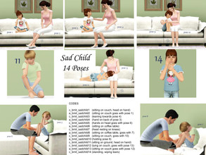 Sims 3 — Sad Child Sims 3 Poses by jessesue2 — Interactions between an adult and child, to comfort the child. Sad child