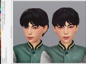 Sims 4 — Cloud Hair for Child by magpiesan — Short Maxis match hairstyle in 24 colors for Child. HQ compatible and hat