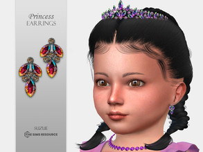 Sims 4 — Princess Earrings Toddler by Suzue — -New Mesh (Suzue) -8 Swatches -For Female -HQ Compatible