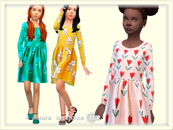 Sims 4 — Dress Child F by bukovka — Dress for girls, age category - child. The new mesh is mine, included. Suitable for