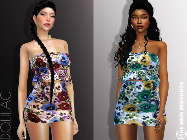 Sims 4 — Embroidered Mini Skirt DO777 by DOLilac — Custom thumbnail New Mesh 3 Colors Adult-Elder-Teen-Young Adult For