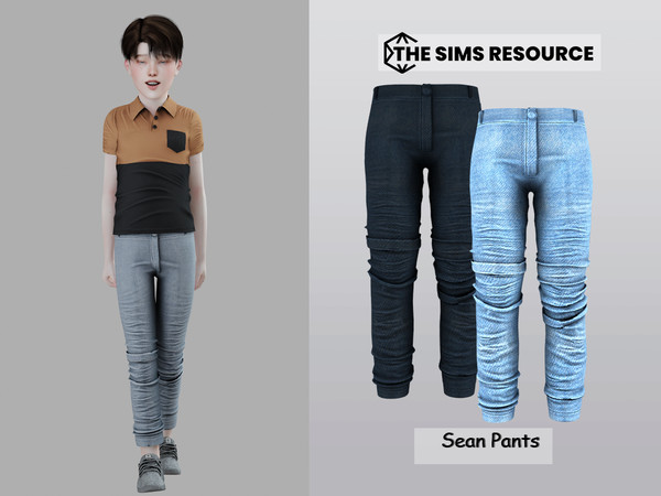 Sims 4 — Sean Long Pants (Child) by couquett — Pants for Kids - 9 swatches - new mesh - HQ mod Compatible - Custom