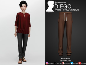Sims 4 — Diego (Pants - Child Version) by Beto_ae0 — Pajama pants for boys, Enjoy them - 08 colors - New Mesh - All Lods