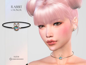 Sims 4 — Rabbit Choker by Suzue — -New Mesh (Suzue) -12 Swatches -For Female -HQ Compatible