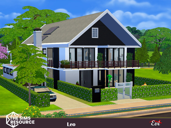 Sims 4 — Leo_No CC by evi — A three bedroom family home with bbq area. Top floor, bedrooms baths and home office/ Firtst