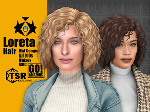 Sims 4 — Loreta Hair by GoAmazons — >Base game compatible unisex hairstyle >Hat compatible >From Teen to Elder