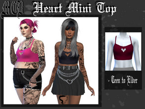 Sims 4 — Heart Mini Top by MaruChanBe2 — Cute mini top with heart shaped hole <3 3 colors.