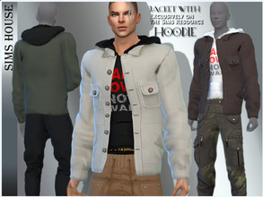Sims 4 — JACKET WITH HOODIE by Sims_House — JACKET WITH HOODIE 8 options. Men's hoodie jacket for The Sims 4.