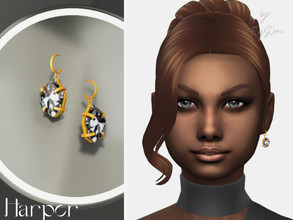 Sims 4 — Harper - female earrings by FlyStone — Great shiny earrings with big diamonds and gold