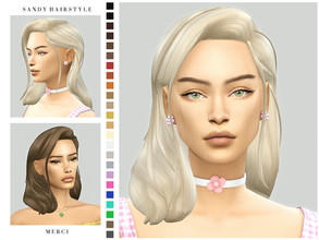 Sims 4 — Sandy Hairstyle by -Merci- — New Maxis Match Hairstyle for Sims4. -24 EA Colours. -For female, teen-elder. -Base