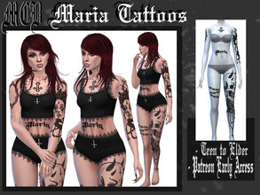 Sims 4 — Maria Tattoos (PATREON) by MaruChanBe2 — Full body tattoos for your cuties <3 4 "shades". This is