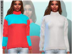 Sims 4 — WOMEN'S SWEATER  by Sims_House — WOMEN'S SWEATER 13 options. Women's sweater in solid colors and color block.