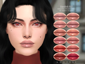 Sims 4 — Lipstick A87 by ANGISSI — *PREVIEWS MADE USING HQ MOD *Makeup category *12 colors *Sliders compatible *HQ mod