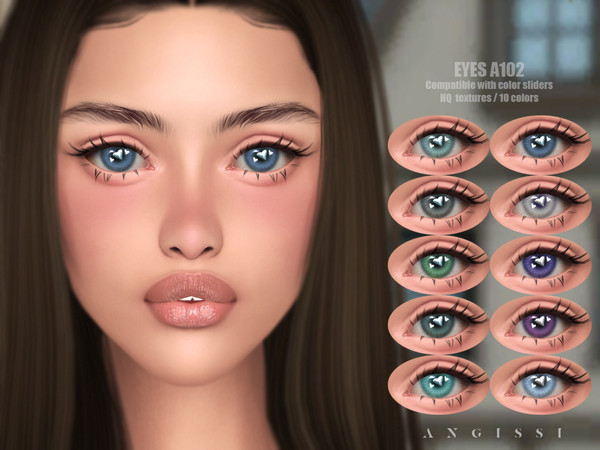 Sims 4 — EYES A102 by ANGISSI — PREVIEWS MADE USING HQ MOD *Facepaint category *10 colors *Sliders compatible *HQ mod
