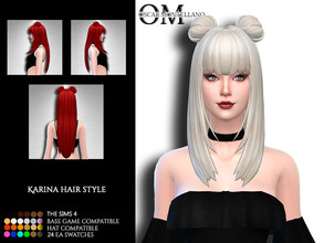 Sims 4 — Karina Hair Style by Oscar_Montellano — All lods Hat compatible 24 ea swatches BGC