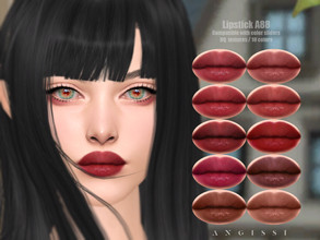 Sims 4 — Lipstick A88 by ANGISSI — *PREVIEWS MADE USING HQ MOD *Makeup category *10 colors *Sliders compatible *HQ mod