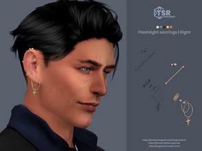 Sims 4 — Flashlight male earrings | Right by sugar_owl — Metal small hoop earrings with piercing for male sims. 5