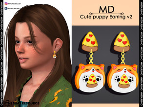 Sims 4 — cute puppy earring v2 Child by Mydarling20 — new mesh base game compatible all lods all maps 5 colors