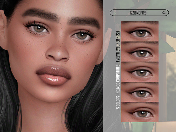 Sims 4 — Evelyn Eyeliner N.221 by IzzieMcFire — A soft and delicate eyeliner! Evelyn Eyeliner N.221 contains 5 colors in