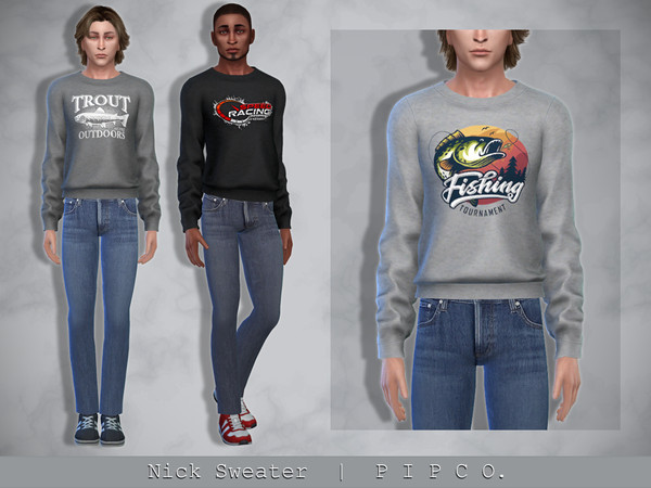 Sims 4 — Nick Sweater. by Pipco — A simple sweater in 25 swatches. Base Game Compatible New Mesh All Lods HQ Compatible