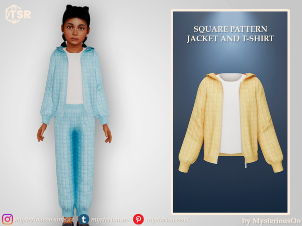 Sims 4 — Square pattern jacket and T-Shirt by MysteriousOo — Square pattern jacket and T-Shirt in 12 colors for kids