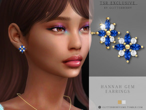 Sims 4 — Hannah Gem Earrings by Glitterberryfly — A gemstone earring featuring diamonds and sapphires. Set in gold or